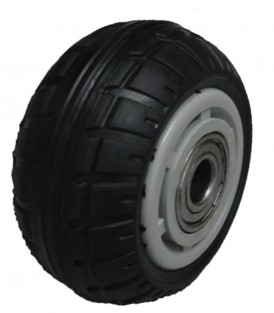 Колесо литая резина КД ЧЕРНАЯ, 100мм ЛИТОЕ БЕЛЫЙ обод [C80Л100]