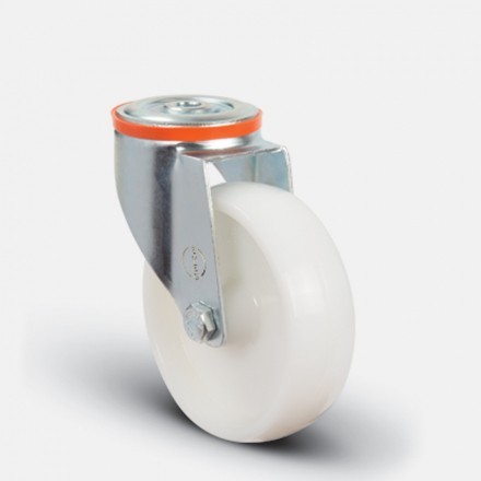 Колесо нейлоновое поворотное_под болт М12 80 мм ( EM04-ZKZ-80 ) EM04-ZKZ-80