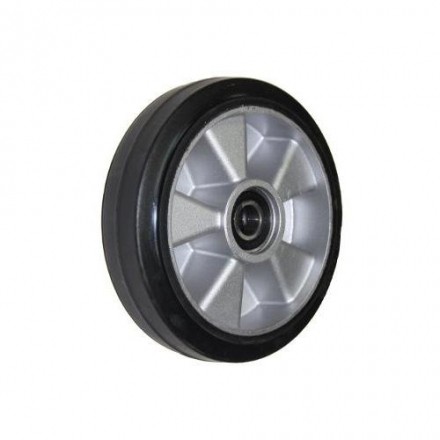 Колесо опорное для рохли без кронштейна, алюминий, черная резина, 180мм, Подшипник ВТОПЛЕН 1090180