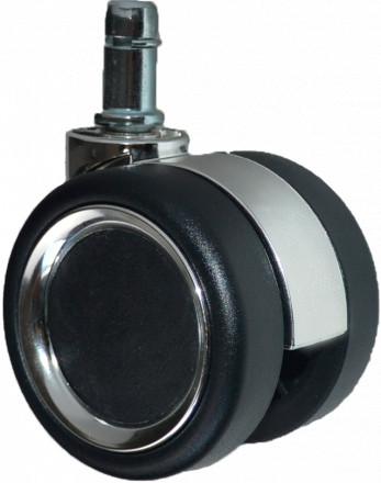 Колесо мебельное штырь М11 60мм двойное вставка и обод хром с подшипником (60-25-23)