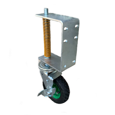 Колесо опорное для гаражных ворот с пружиной поворотное с тормозом 160мм Надувное 6660-GSL-CP-TLB