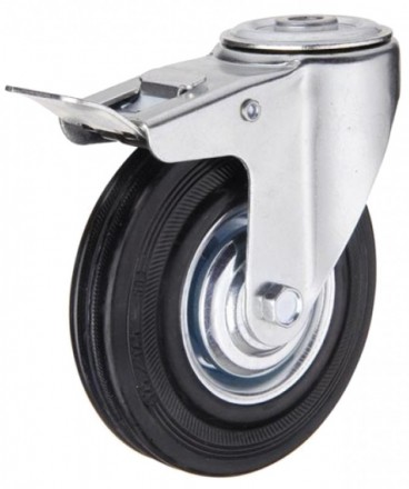 Колесо промышленное поворотное под болт с тормозом М10 75мм (207-75) [4005075]