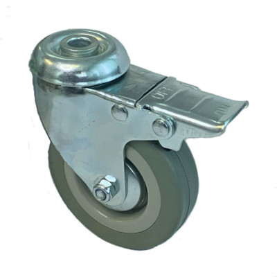 Колесо сер.мягкая рез. под болт с тормоз. 100мм отв.12 (SCHGB42) 5057100M