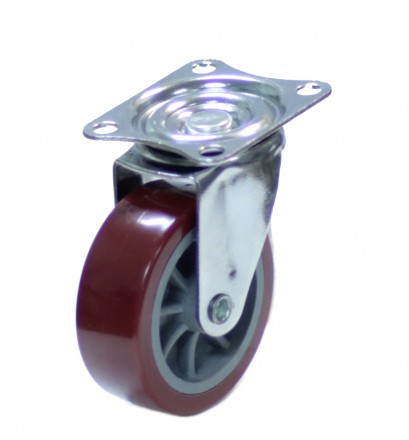 Колесо мебельное поворотное 50мм (красный пластик) [8001050]