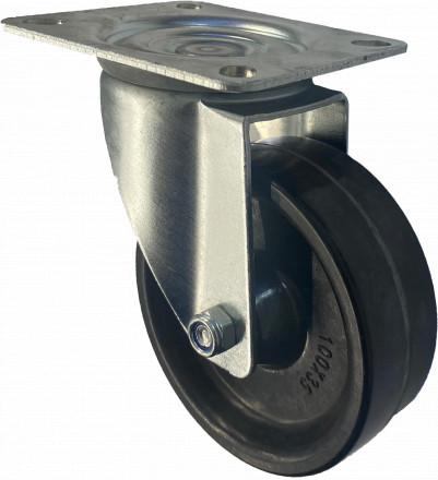 Колесо термостойкое нейлоновое(фенольное) поворотное 100мм (втулка скольжения) Ronel [RFG100]