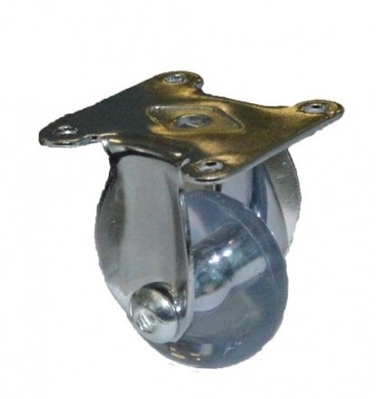 Колесо мебельное неповоротное 35мм (прозрачный PVC) [5009035]