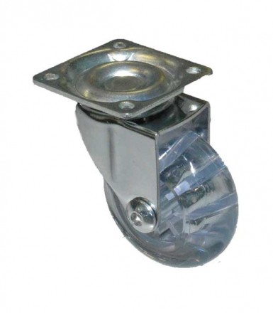 Колесо мебельное поворотное 75мм (прозрачный PVC) [5007075]