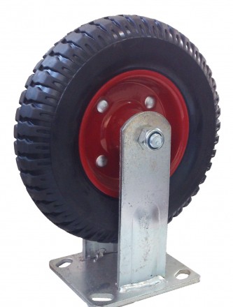 Колесо литая резина КРАСНЫЙ ДИСК, неповорот. 200мм ЛИТОЕ [FC80Л200]