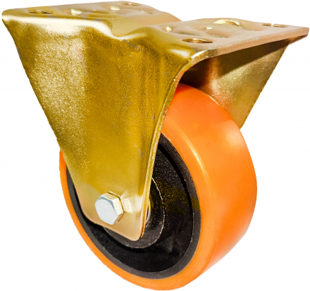 Колесо большегрузное желтый полиуретан черный обод, неповоротное, 80мм [4541080]