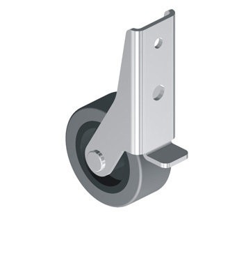 Колесо мебельное неповоротное боковое с бортиком 40мм (серый пластик) (Ш-238М/397Р) [5011040]