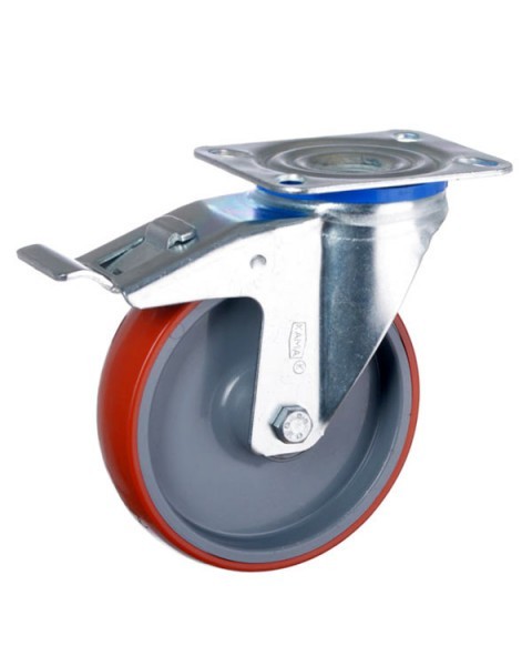 Колёсная опора KAMA K-3302-PUS-125x32-F18 с тормозом [K3302PUS125F18]