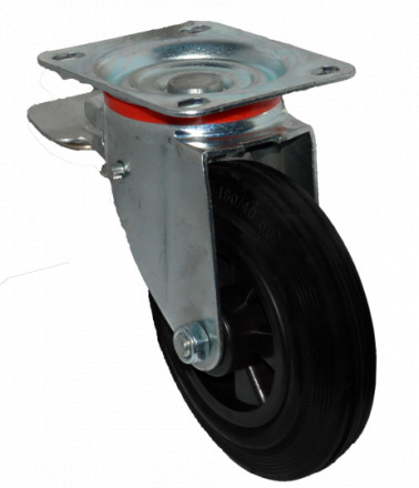 Колесо для мусорных контейнеров поворотные с тормозом 200мм (SC80K) 4003200-K