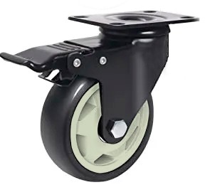 Колесо черная резина поворотное с тормозом (металл) 125мм 4054125