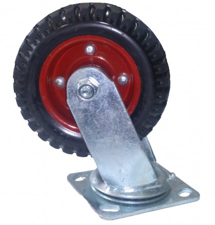 Колесо литая резина КРАСНЫЙ ДИСК, поворотное 200мм ЛИТОЕ [SC80Л200]
