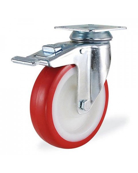 Колёсная опора Kama 2802-PUR-200-F18 с тормозом [2802PUR200F18]