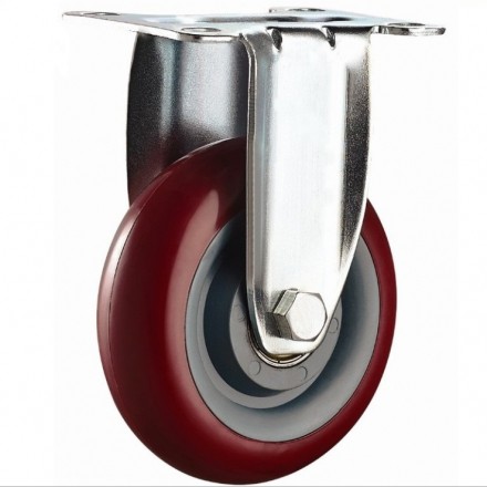 Колесо б/г полиуретан. неповорот. ПОЛИПРОПИЛЕН КРАСНЫЙ 75мм (Medium) 5021075 PP