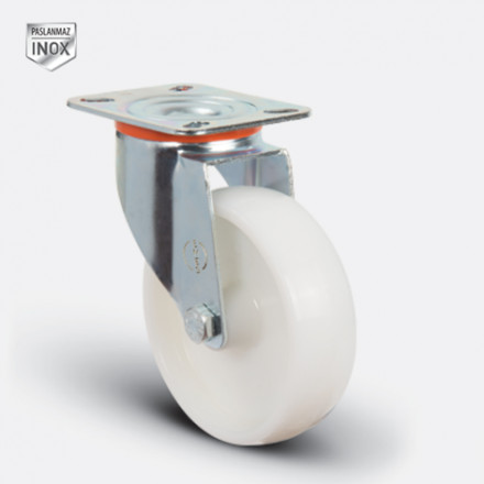 Колесо нейлоновое поворотное 125 мм ( EM01-ZKZ-125 INOX ) Нержавеющая сталь EM01-ZKZ-125 INOX