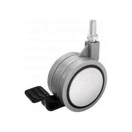 Колесо мебельное поворотное d60 мм металл с тормозом болт M10 серый