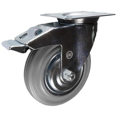 SCb80f колесо поворотное d200 мм с тормозом серая резина