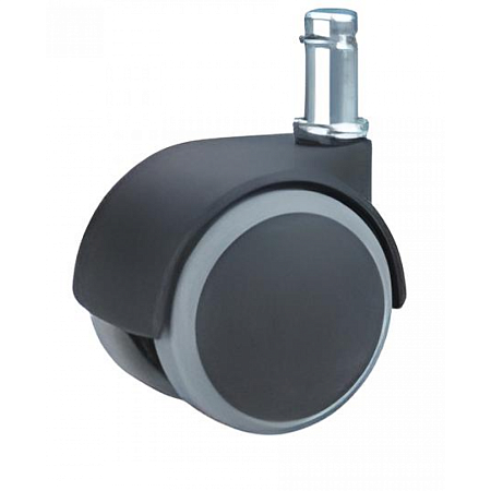 Колесо мебел. обрезиненное, штырь М11 50мм (черный пластик и серая резина)